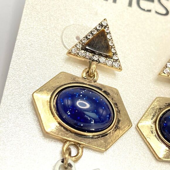 Finesta Antique gold geometric dangle earrings - Picture 2 of 8